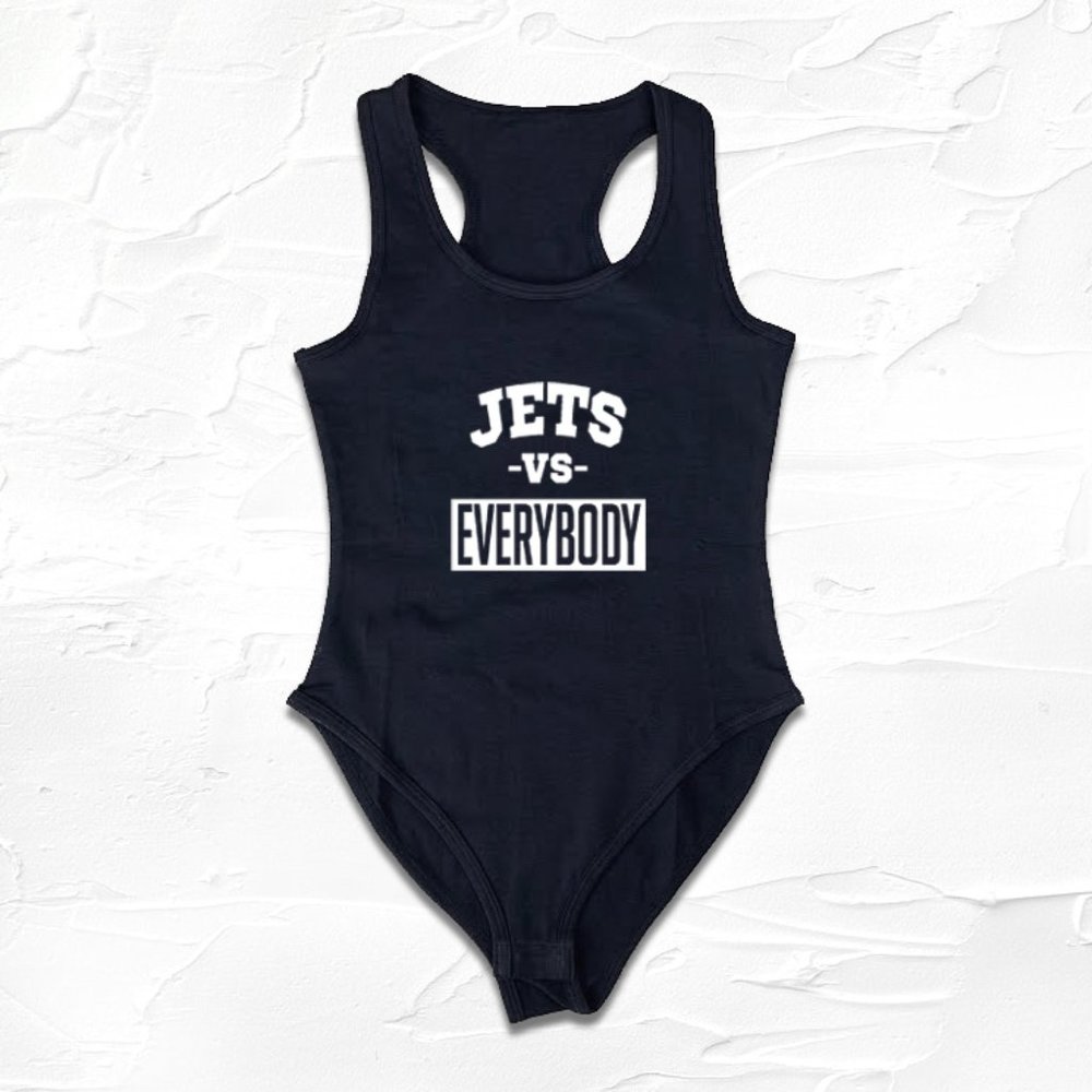 Black/White Jets vs Everybody football bodysuit, GO NY, JETS Fan